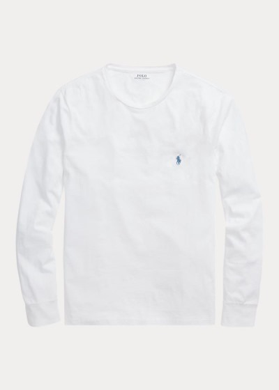 Playeras Polo Ralph Lauren Hombre Blancos - Custom Slim Fit Jersey - BUIVP1692